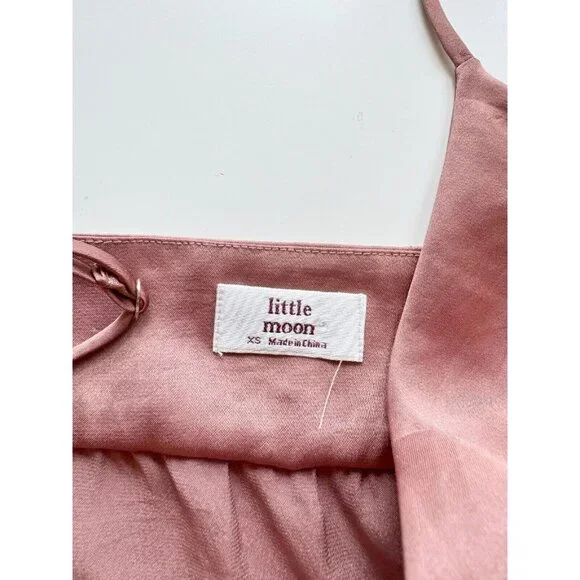 Aritzia LITTLE MOON Lover Nutmeg Brown Satin Cropped Peplum Camisole, Size XS - Picture 7 of 13